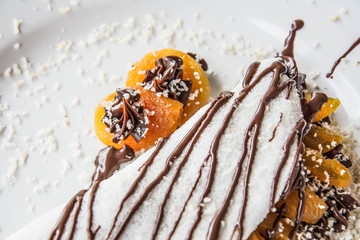 Tapioca with apricot and chocolate