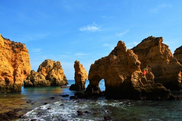 Fototapeta na wymiar rocks on the beach in Lagos Portugal