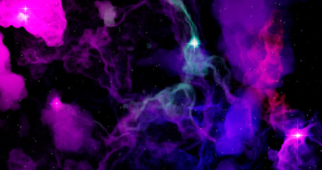 3D rendering. Cosmic fog. Cluster of stars and galaxies, A cloud of dust and gas in outer space. Graphic illustration