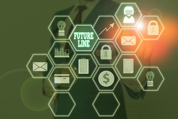 Handwriting text Futuro Line. Conceptual photo In the future Debt due at present to be paid in future