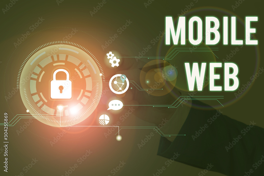 Poster conceptual hand writing showing mobile web. concept meaning browserbased internet services accessed 