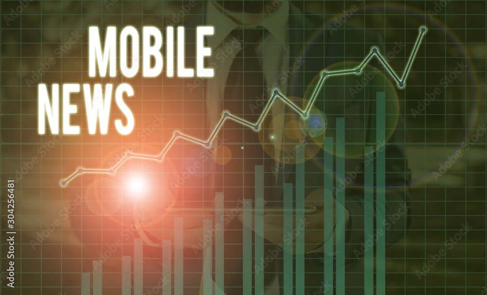Poster handwriting text mobile news. conceptual photo the delivery and creation of news using mobile device