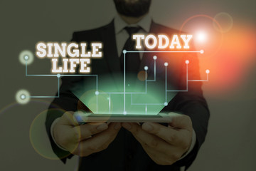 Conceptual hand writing showing Single Life. Concept meaning not vowed to someone or something else...