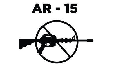 A vector Icon of an assault rifle. Assault rifle illustration Icon. Automatic fire rifle. Ban guns.