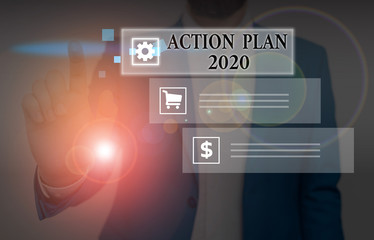 Handwriting text writing Action Plan 2020. Conceptual photo to do list contain number of things be...