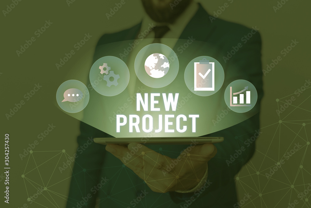 Poster conceptual hand writing showing new project. concept meaning planned set of interrelated tasks to be