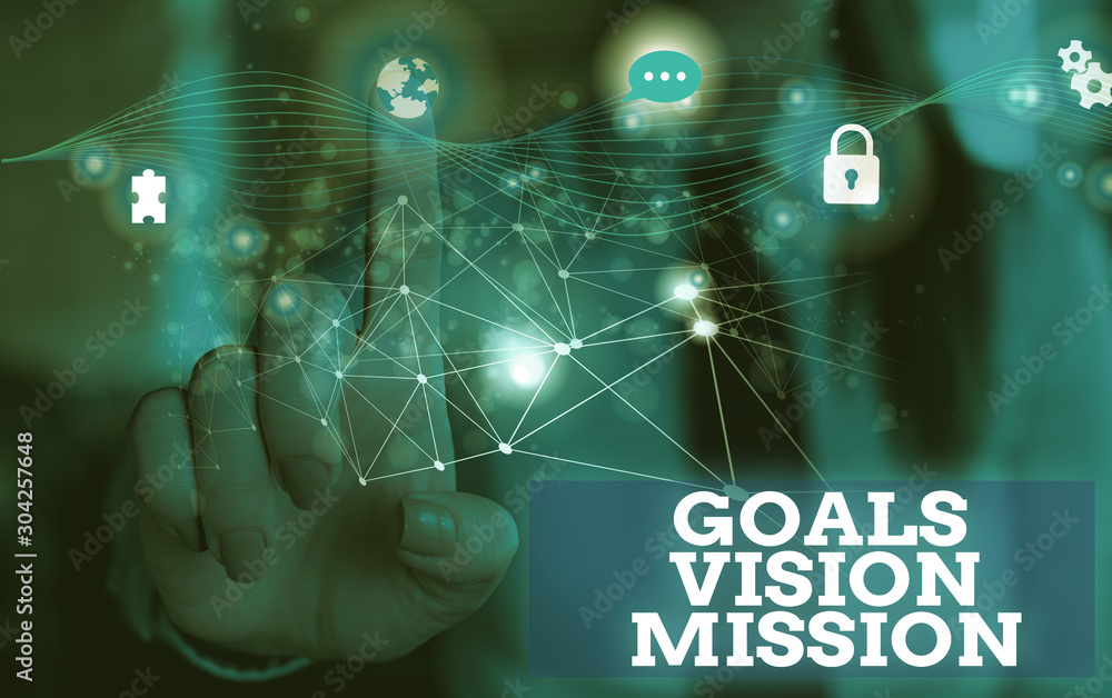 Poster handwriting text goals vision mission. conceptual photo practical planning process used to help comm