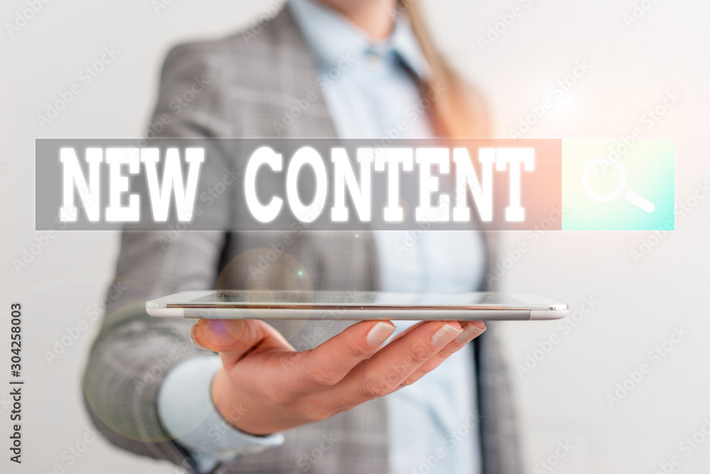 Poster writing note showing new content. business concept for fresh valuable and relevant information or co