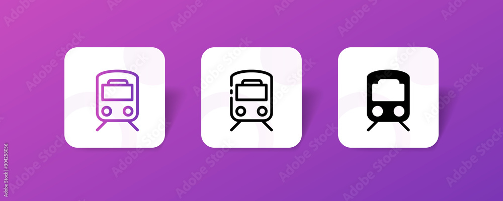 Poster train locomotive outline and solid icon in smooth gradient background button