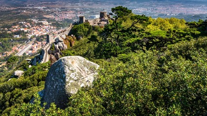 Medievel Castle of the Moors in the Sintra region of Portugal. 