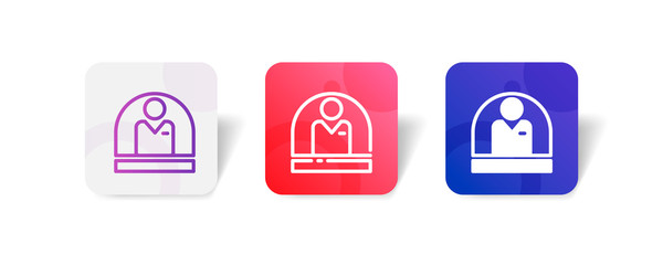 ticket counter outline and solid icon in smooth gradient background button