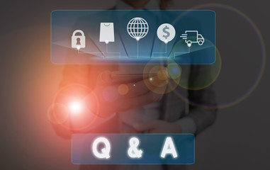 Conceptual hand writing showing Q And A. Concept meaning a period of time or an occasion when someone answers questions