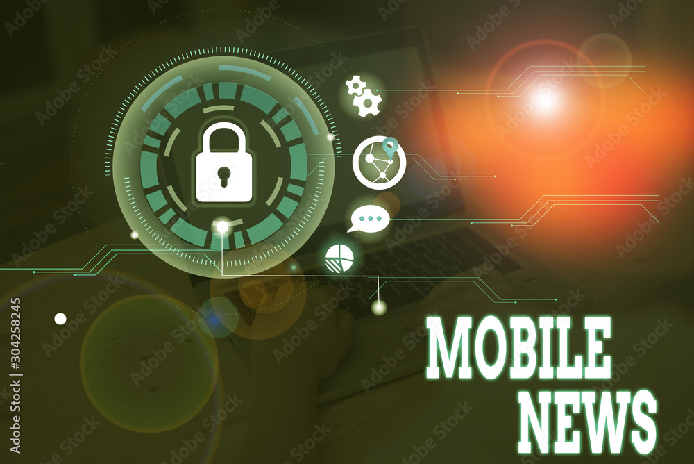 Aufkleber conceptual hand writing showing mobile news. concept meaning the delivery and creation of news using