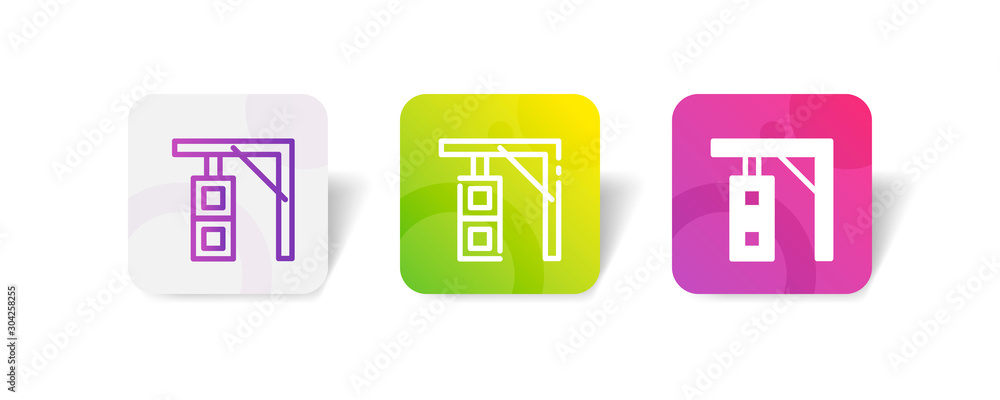 Poster hanging traffic light outline and solid icon in smooth gradient background button