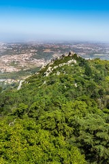Fototapeta na wymiar Medievel Castle of the Moors in the Sintra region of Portugal. 