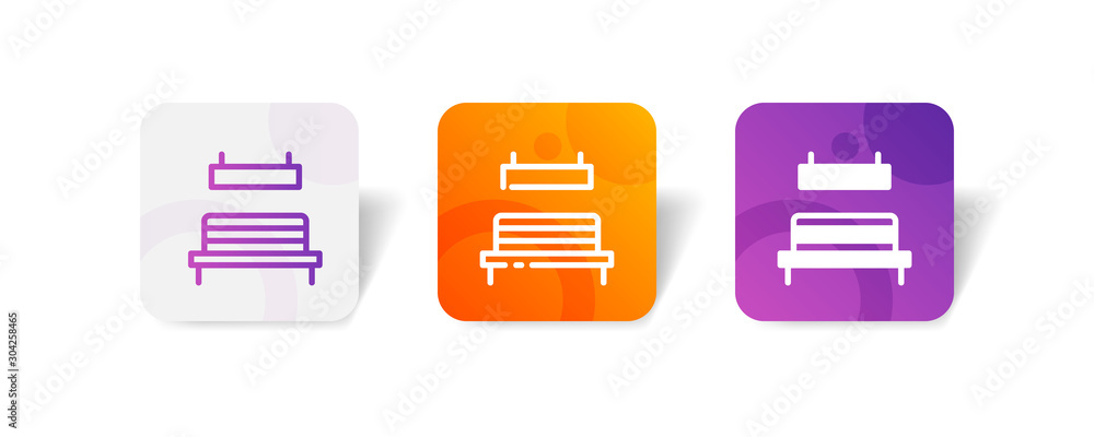 Poster waiting room chair outline and solid icon in smooth gradient background button