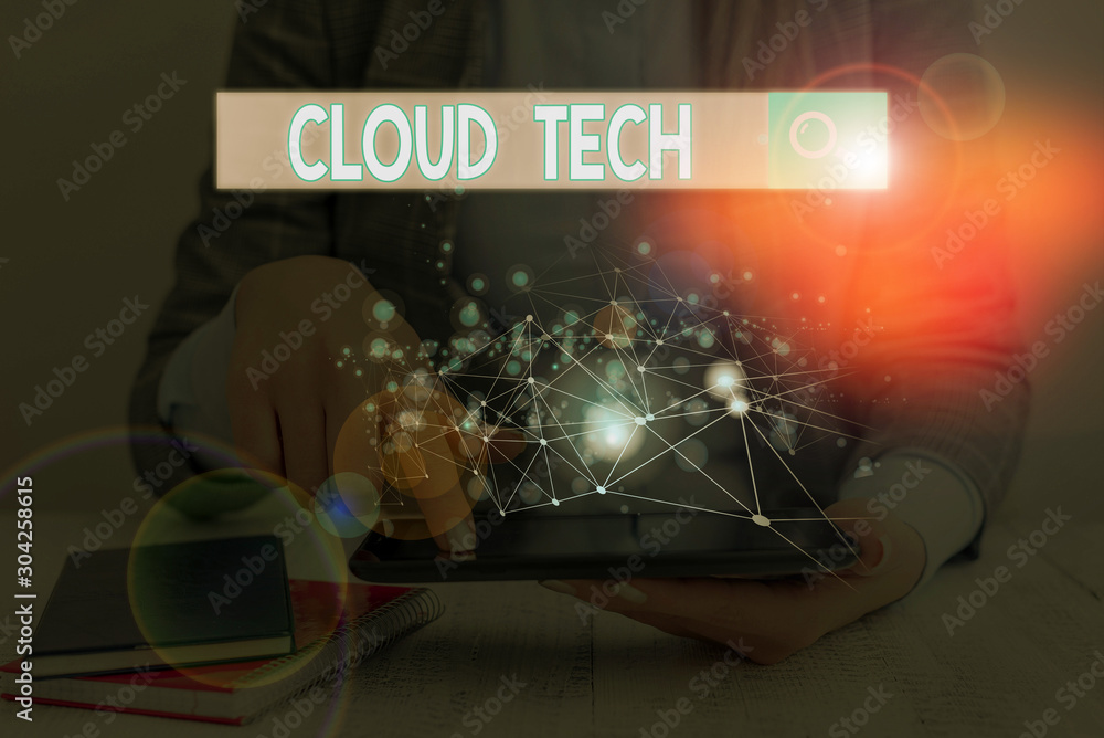 Poster word writing text cloud tech. business photo showcasing storing and accessing data and programs over