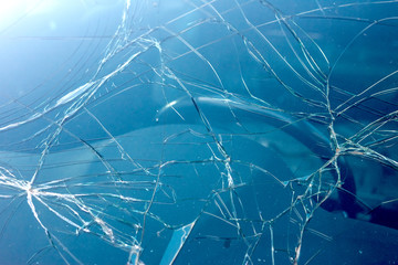 brocken car windshield damage after accident