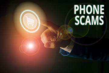 Word writing text Phone Scams. Business photo showcasing use of telecommunications for illegally acquiring money