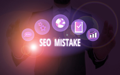 Handwriting text Seo Mistake. Conceptual photo action or judgment that is misguided or wrong in search engine