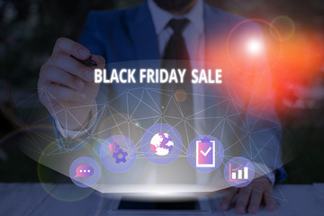 Word writing text Black Friday Sale. Business photo showcasing Shopping Day Start of the Christmas...