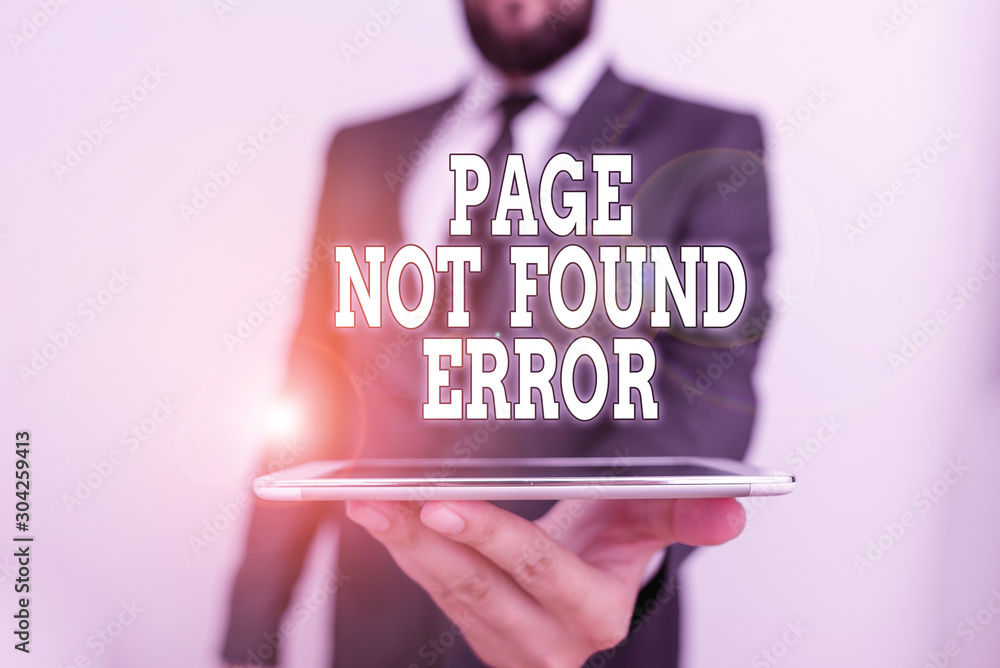Poster word writing text page not found error. business photo showcasing message appears when search for we