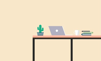 minimalist office desk illustration design