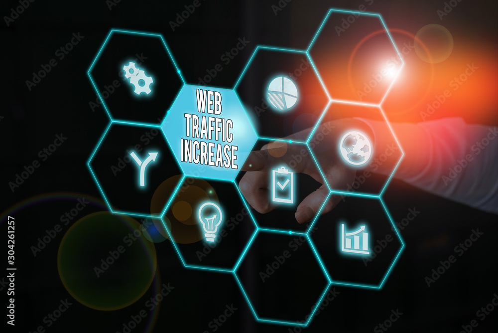 Poster conceptual hand writing showing web traffic increase. concept meaning expand visitors to a website a