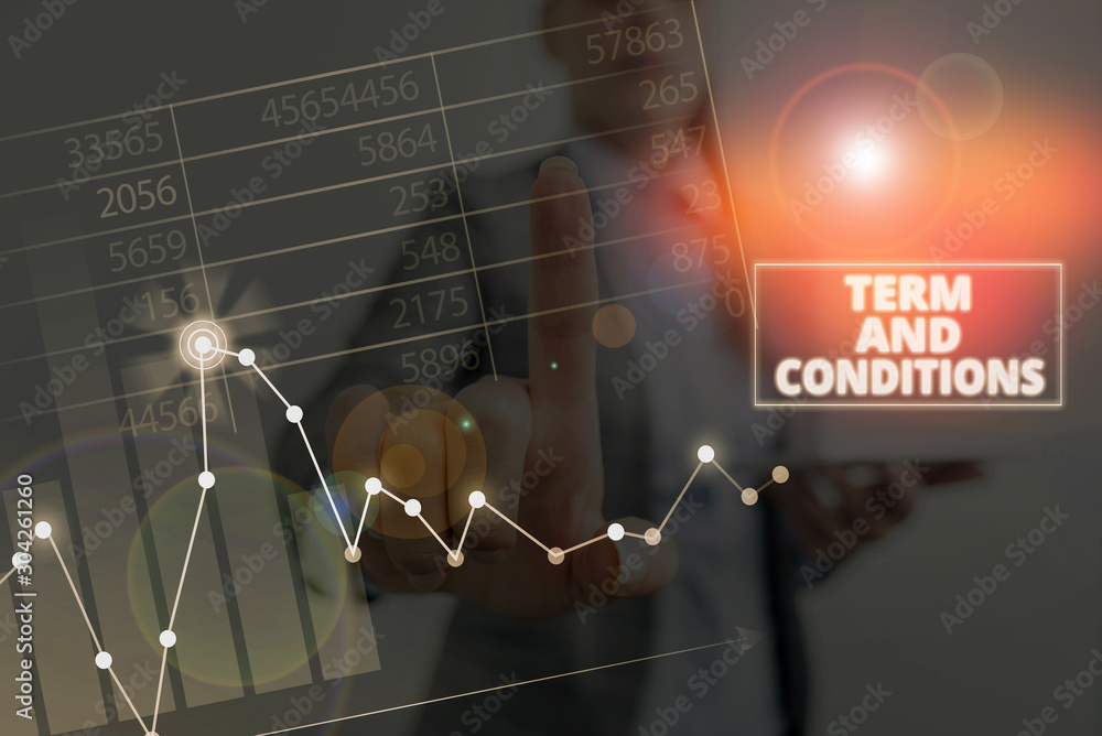 Poster writing note showing term and conditions. business concept for policies and rules where one must agr