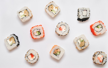  Japanese set rolls on white background.