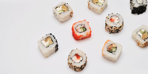  Japanese set rolls on white background.