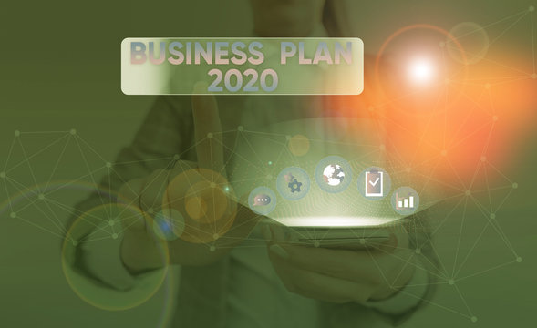 Word writing text Business Plan 2020. Business photo showcasing Challenging Business Ideas and Goals for New Year