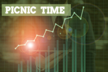 Word writing text Picnic Time. Business photo showcasing period where meal taken outdoors as part of an excursion