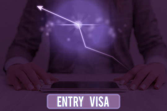 Conceptual hand writing showing Entry Visa. Concept meaning permission to enter a country of which you are not a national