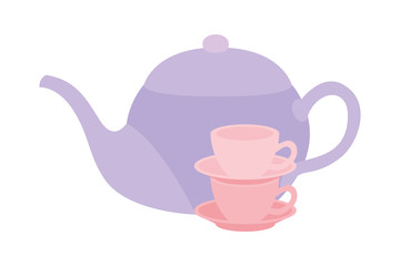 Isolated tea kettle and cups vector design