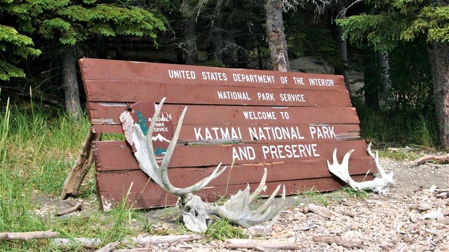 Katmai national park sign.