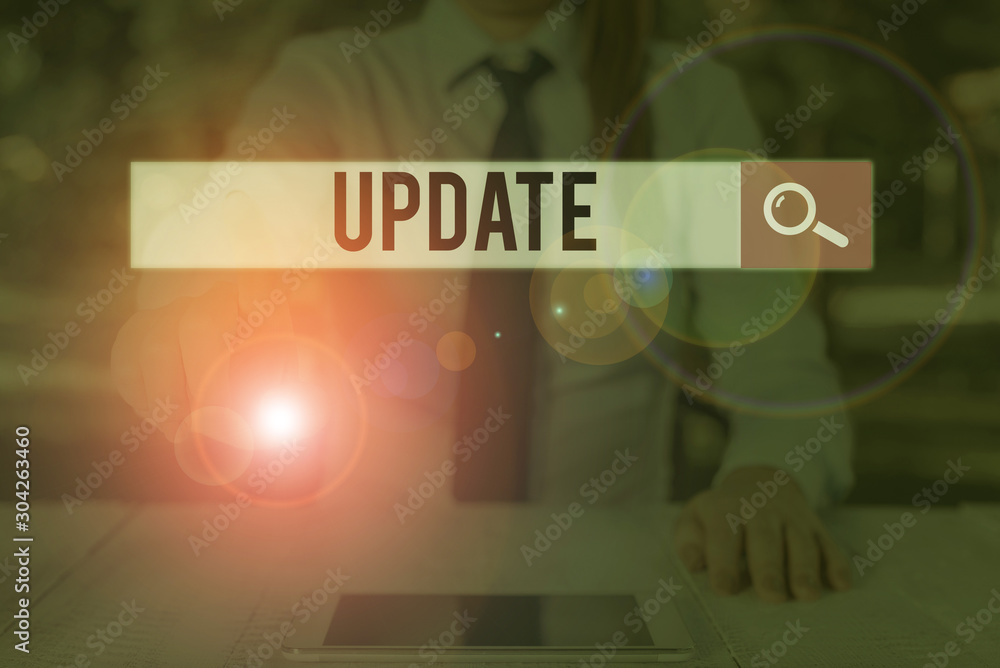 Poster writing note showing update. business concept for by adding new information or making corrections up