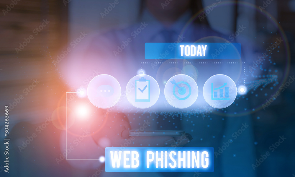 Poster handwriting text writing web phishing. conceptual photo fraudulent attempt to obtain sensitive detai