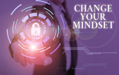 Word writing text Change Your Mindset. Business photo showcasing replace your beliefs way of...