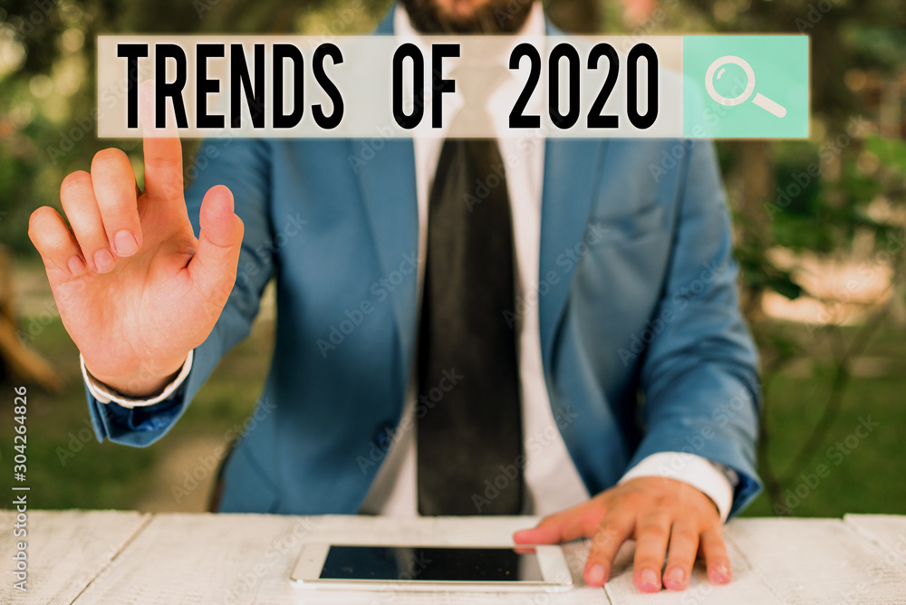 Aufkleber conceptual hand writing showing trends of 2020. concept meaning things that is famous for short peri