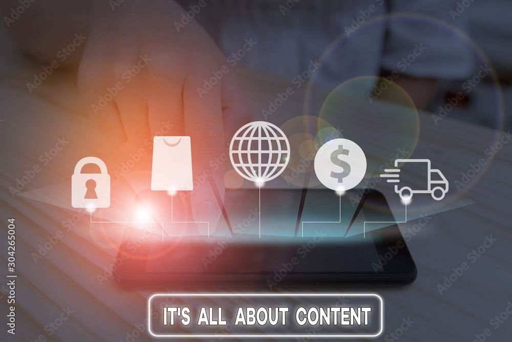 Poster writing note showing it s all about content. business concept for express thru writing information a