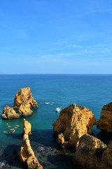 spectacular beach with rocks in the Algarve - Portugal 01.Nov.2019