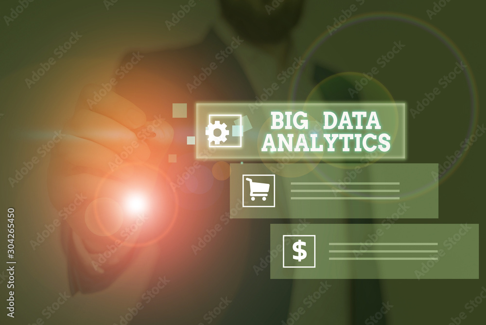 Poster conceptual hand writing showing big data analytics. concept meaning the process of examining large a