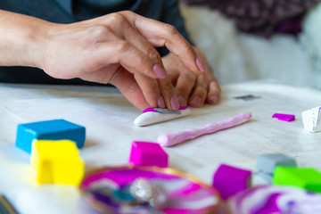 Fototapeta premium Making DIY Clay Baked Jewelry Dish