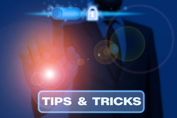 Writing note showing Tips And Tricks. Business concept for Steps Lifehacks Handy advice Recommendations Skills