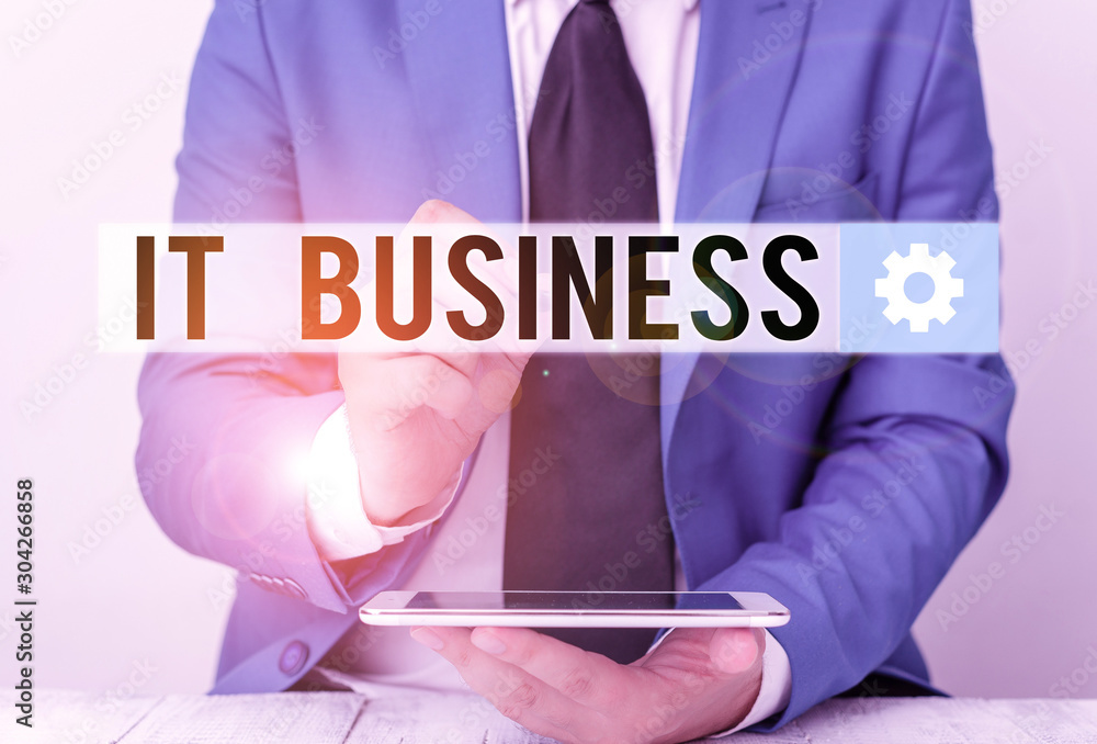 Poster writing note showing it business. business concept for organization uses information technology to a