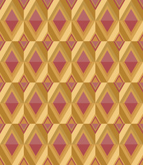 seamless modern geometric pattern tile with rhombuses in red and gold. for textile, fabric, backgrounds, wallpaper, backdrop, covers and creative surface designs. 