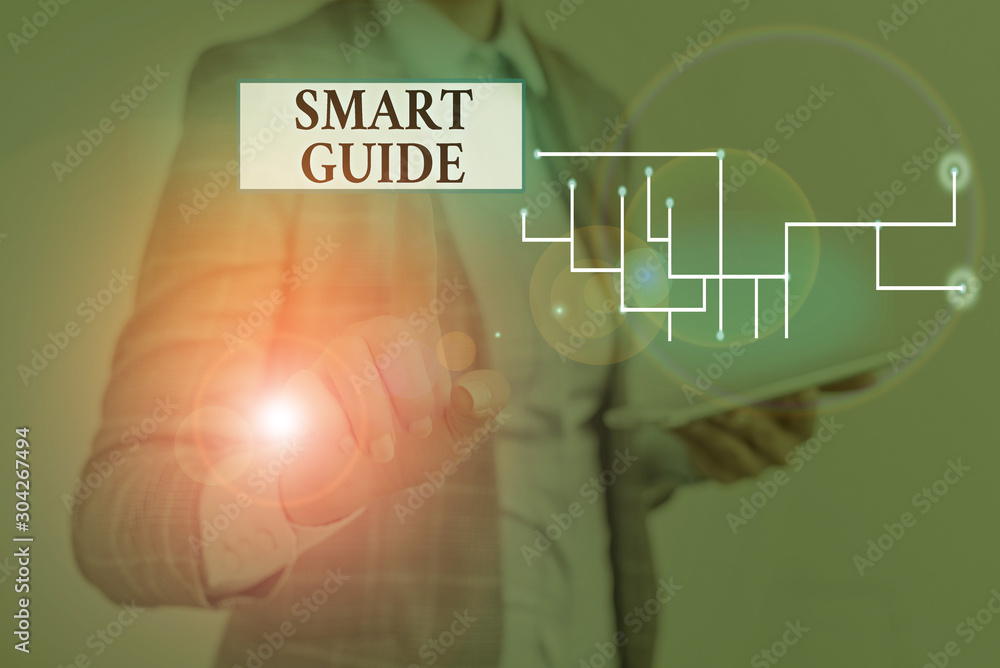 Poster text sign showing smart guide. business photo showcasing used to guide the development of measurable