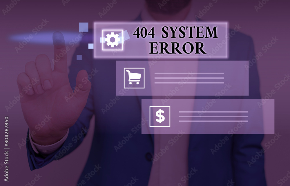 Fototapete Handwriting text writing 404 System Error. Conceptual photo message appears when website is down and cant be reached