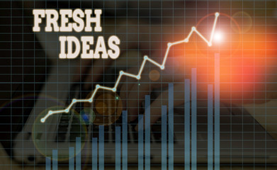Word writing text Fresh Ideas. Business photo showcasing the thought or suggestion as to possible course of action